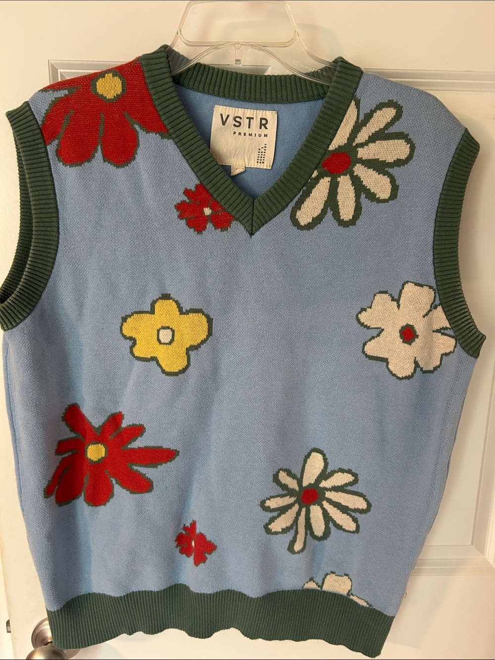 VSTR Light Blue Floral V-Neck Sweater Vest